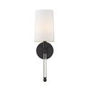 Z-Lite Mila 1 Light Wall Sconce, Matte Black & White 808-1S-MB